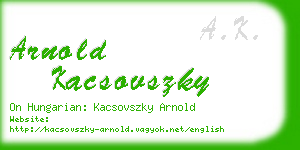 arnold kacsovszky business card